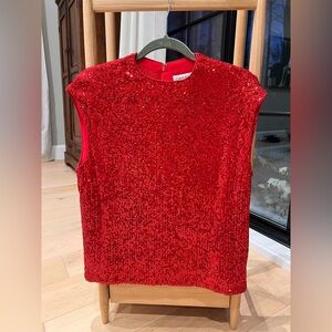 Calvin Klein Vibrant Red Sequin Top Size M